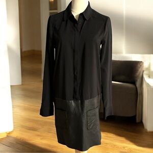 Rachel Zoe black dress silky and leather